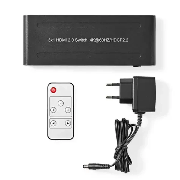 Nedis VSWI3475AT HDMI přepínač 5 vstupů na 1 výstup / 4K2K@60Hz / HDCP 2.2 dálkový ovladač (VSWI3475AT)