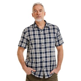 Bushman Pánská lněná košile Kwame, tmavě modrá XXXXL
