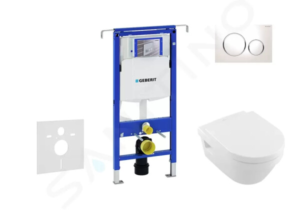 GEBERIT - Duofix Set předstěnové instalace, klozetu a sedátka Villeroy & Boch, tlačítka Sigma20, DirectFlush, SoftClose, CeramicPlus, bílá/chrom 111.355.00.5 NB4