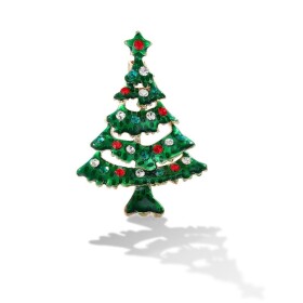 Vánoční brož se zirkony Christmas Tree 2 - vánoční stromeček, Barevná/více barev