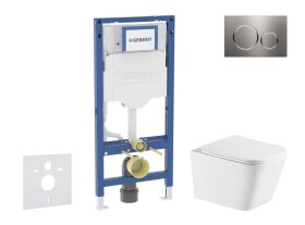 GEBERIT - Duofix Set předstěnové instalace, klozetu Arkas I a sedátka softclose, tlačítko Sigma20, nerez SANI11CA6174
