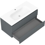 MEXEN/S - Rivel koupelnová skříňka 100 cm s umyvadlem Vela, 2 zásuvky, reliéf , grafit mat/bílá mat - 91A20-10047-2-BFF66-W23M0 91A20-10047-2-BFF66-W23M01