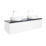 Koupelnová skříňka s kamennou krycí deskou SAT B-Way 119x30x45 cm bílá lesk BWAY120WU2B2B BWAY120WU2B2B