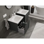 MEXEN/S - Rivel koupelnová skříňka 50 cm s umyvadlem Vela, 1 šuplík, reliéf , grafit mat/bílá mat 91A20-05047-1-BF66-W23M01