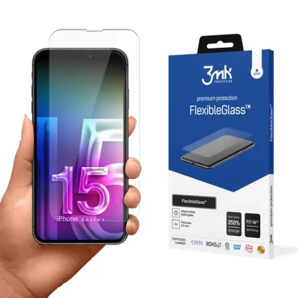 3mk FlexibleGlass hybridní sklo pro Apple iPhone 15 (5903108661089)