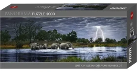 HEYE Panoramatické puzzle Sloní stádo (Botswana)