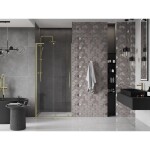 MEXEN/S - Velar L posuvné sprchové dveře 90, transparent, zlatá kartáčovaná 871-090-003-01-55