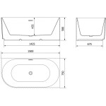 MEXEN/S - Gia volně stojící rohová vana reliéf pravá 150 x 75, bílá lesk, sifon a přepad zlatá 52701507500P-50