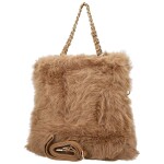 Módní dámská plyšová kabelka do ruky Lilith, camel