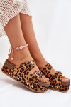 Dámské sandály s přezkami na masivní platformě leopard Odisene 40