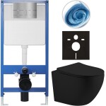 CERANO - Kompletní WC set Profi/Cesso - černá matná - WC tlačítko Line/Nerez - předstěnová instalace - 49x36 CER-8050BD84381