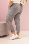 Dámské kalhoty s efektem usedlosti Plus Size s viskózou a gumou šedé UNI