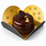 Cake star Podložka pod minidezert FLOWER zlato-černá 6,5 × 6,5 cm 25ks