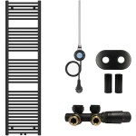 CERANO - Koupelnový radiátorový set Benito - kombinované vytápění, wifi tyč - středové připojení 50 mm - 600W - černá matná - 1700x450 mm CER-315956