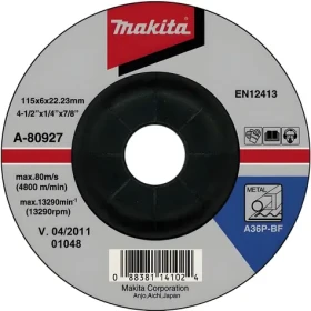 Makita A-80927 / Brusný kotouč na kov / 115x22,2 mm / tloušťka 6 mm / ocel (A-80927)