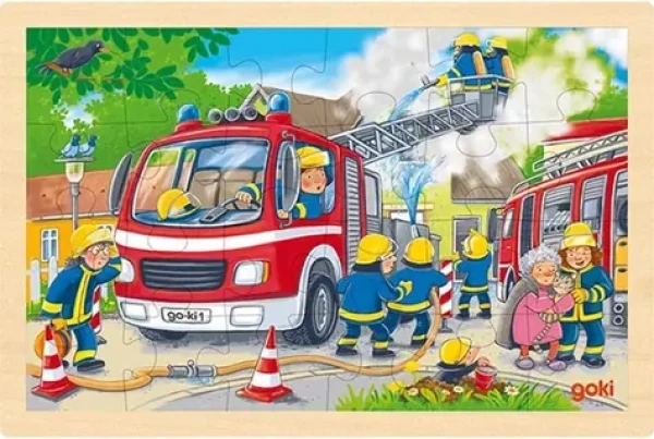 GOKI Dřevěné puzzle Hasičský zásah