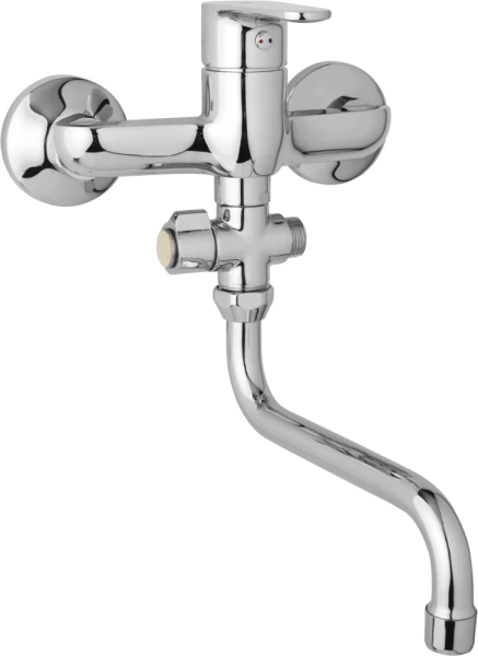 JB Sanitary Nástěnná umyvadlová a sprchová baterie TIRA, rozteč 150 mm, otočný přepínač, bez příslušenství, trubkové ramínko 300 mm D10 37 50