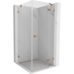 MEXEN/S - Lunar sprchový kout dveře křídlové pravá 80 x 80, transparent, měď kartáčovaná 834-080-080-65-00-P