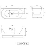 CERANO - Vana akrylátová Bianco - volně stojící - asymetrická - pravá - bílá lesklá - 170x79x60 CER-413603