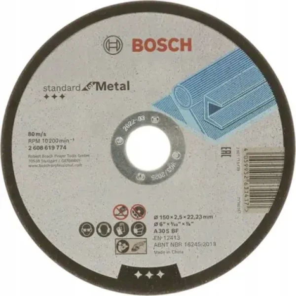 Bosch Řezný kotouč na kov 150x22,23 mm / Řezný kotouč / tloušťka 2,5 mm (2608619774)