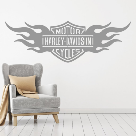 Samolepka Harley Davidson oheň Barva: šedá, Velikost: 100 x 35 cm