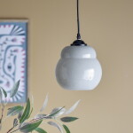 Bloomingville Stropní lampa Motella Grey, šedá barva, sklo