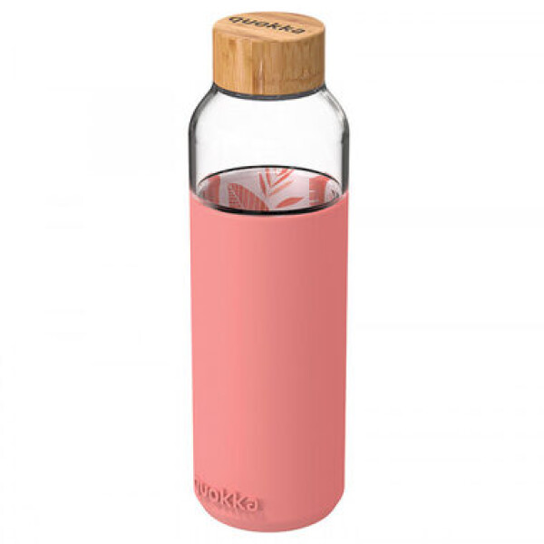 Quokka Flow 660ml Inner Pink Botanical / Láhev na vodu / brosilikátové sklo (8412497400065)