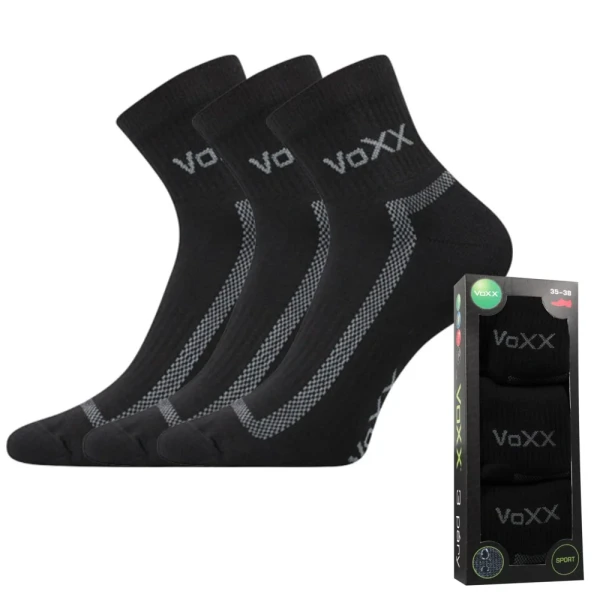 VOXX Ponožky sportovní CADDY B bavlněné 3pack ČERNÉ 35-38 117333
