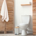 Erga Moby, obdélníkový odpadkový koš 5l na postavení, Soft-Close zavírání, bílá matná-přírodní hnědá, ERG-YKA-CH.MOBY-5-WHT