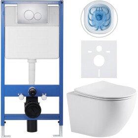 CERANO Kompletní WC set Profi/Cesso - bílá matná - WC tlačítko Duo/Chrom - předstěnová instalace - 49x36 cm - 8050BD84219
