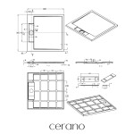CERANO - Sprchová vanička samonosná čtvercová Loro - litý mramor - tmavě šedá - 90x90 - s nožičkami CER-680584