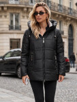 Dámská zimní prošívaná bunda s kapucí, černá, FashionStreet TY5950 XL
