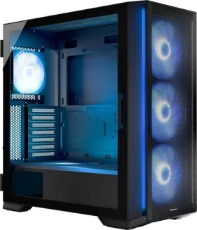 MODECOM Horizon Flow ARGB černá / Skříň / E-ATX / tvrzené sklo / 4x 140mm / 1x USB-C / bez zdroje (AT-HORIZON-MG-ARGB-10-000000-0002)