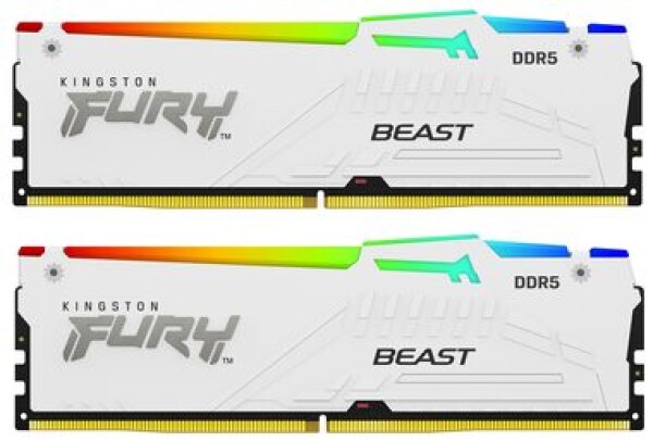 Kingston Fury Beast White RGB 32GB (2x16GB) DDR5 6000MHz / CL40 / DIMM / On-Die ECC / XMP / 1.35V (KF560C40BWAK2-32)