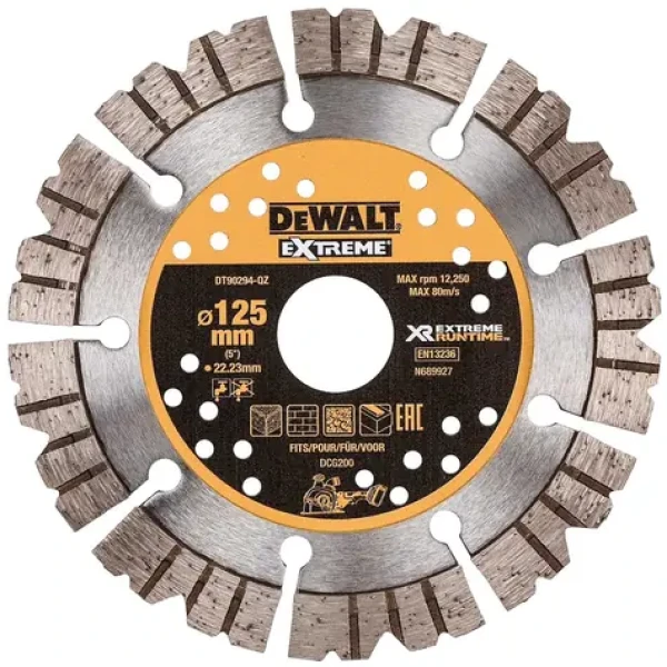DeWalt DT90294 / Diamantový kotouč na zdivo beton pro drážkovačku DCG200 / Průměr 125x22.2 mm (DT90294)