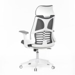 Židle kancelářská, tmavě šedá síťovina MESH, bílý plast, plastový kříž