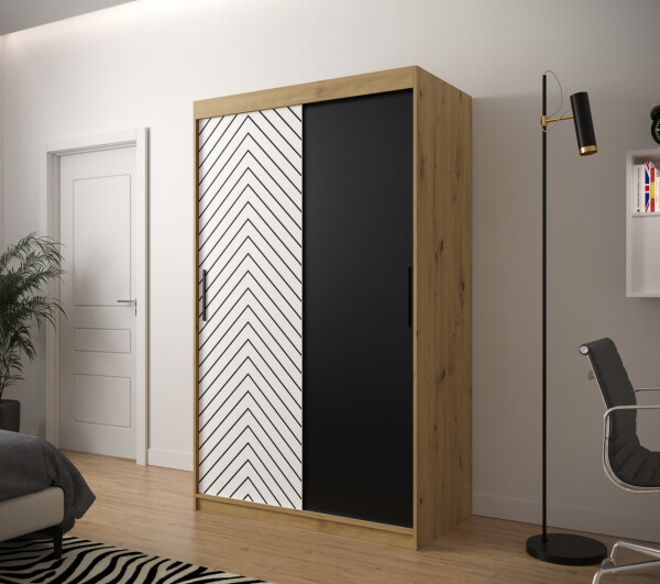 Šatní skříň Abi Jodelka Barva korpusu: Dub artisan, Rozměry: 120 cm, Dveře: Bílá mat