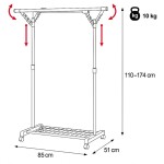 Stojan na šaty s výklopnými rameny, černá barva, kov / plast, chrom