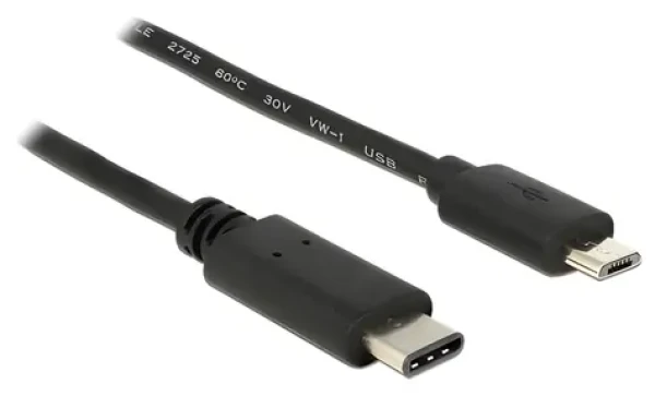 DeLock USB-C - Micro-USB B černá / Kabel / USB 2.0 / 1 m / 480 Mbit/s (83602)