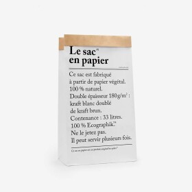 Be-pôles Papírový pytel Le Sac En Papier - 33 L, bílá barva, přírodní barva, papír