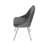 Židle jídelní, šedá látka, kovové nohy, broušená nerez.