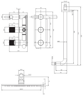 OMNIRES - CONTOUR Systém skrytý sprchový kout, kartáčovaná měď SYSCT10CPB