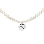 Perlový choker náhrdelník Bibiana - chirurgická ocel, perla, Stříbrná 42 cm + 3 cm (prodloužení) Bílá