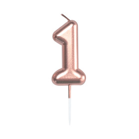 Svíčka dortová rose gold 5 cm číslo 1 - Albi