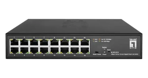 LevelOne Hilbert GES-2216 černá / Switch / 16x Gigabit / 10" / managed L2 / bez PoE (GES-2216)