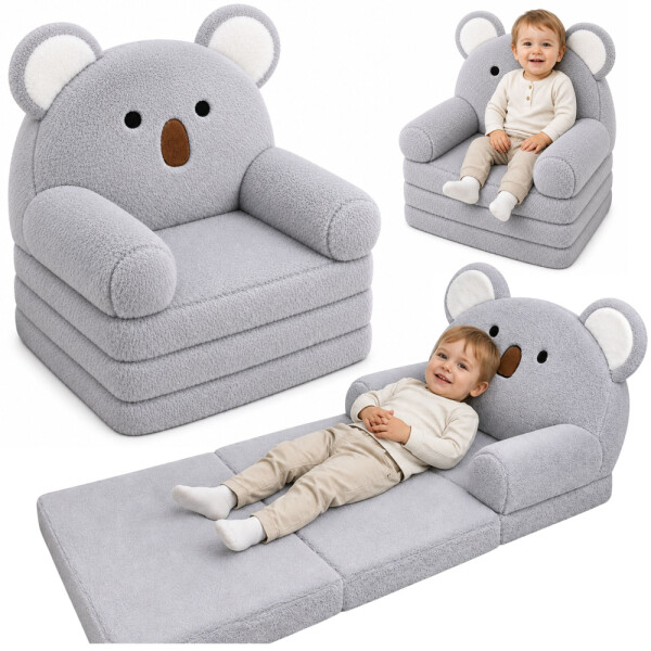 Mamido Rozkládací dětské křeslo koala šedá
