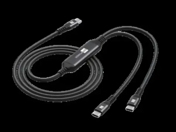 ER POWER USB-C nabíjecí rozdvojka černá / Kabel / 1x USB-C / 2x USB-C / PD 100W / nylonový opletenec (ERPW3CSP-BK)
