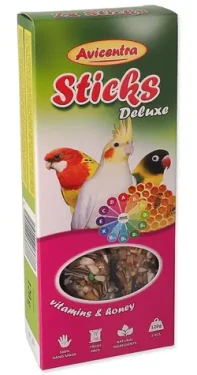 Avicentra Deluxe tyčinka pro malé papoušky, vitamíny a med / Krmivo pro ptáky / 2 ks (722-6777)