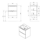 SAPHO - SET koupelnová skříňka CIRASA 50cm s úzkým umyvadlem a LED zrcadlem, 2x zásuvka, dub alabama KSET-111