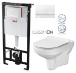 ALCADRAIN Sádromodul - předstěnový instalační systém s bílým tlačítkem M1710 + WC CERSANIT CITY NEW CLEANON + WC SEDÁTKO SLIM AM101/1120 M1710 CI2